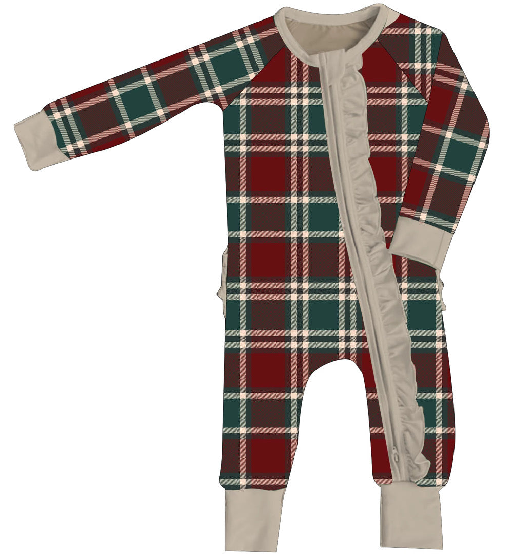 Merry Little Plaid | Ruffle Zippie | PREORDER Ships around 11/12