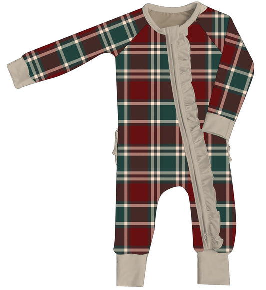 Merry Little Plaid | Ruffle Zippie | PREORDER Ships around 11/12