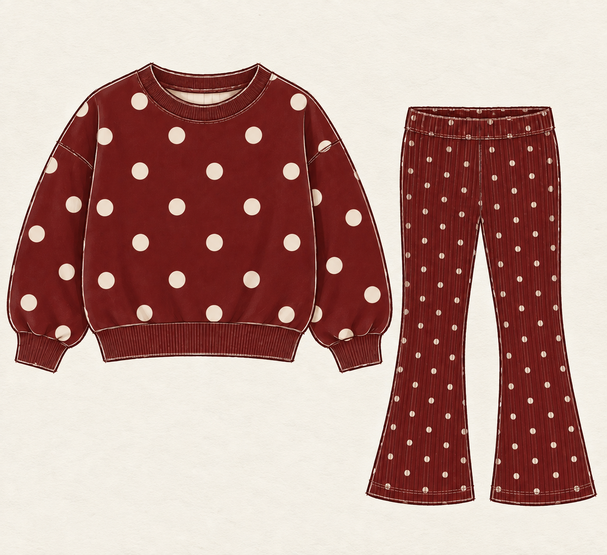 Merry Dot | Sweatshirt and Flared Pant Set | PREORDER Ships around 11/12