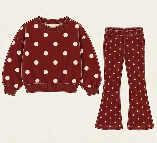 Merry Dot | Sweatshirt and Flared Pant Set | PREORDER Ships around 11/12