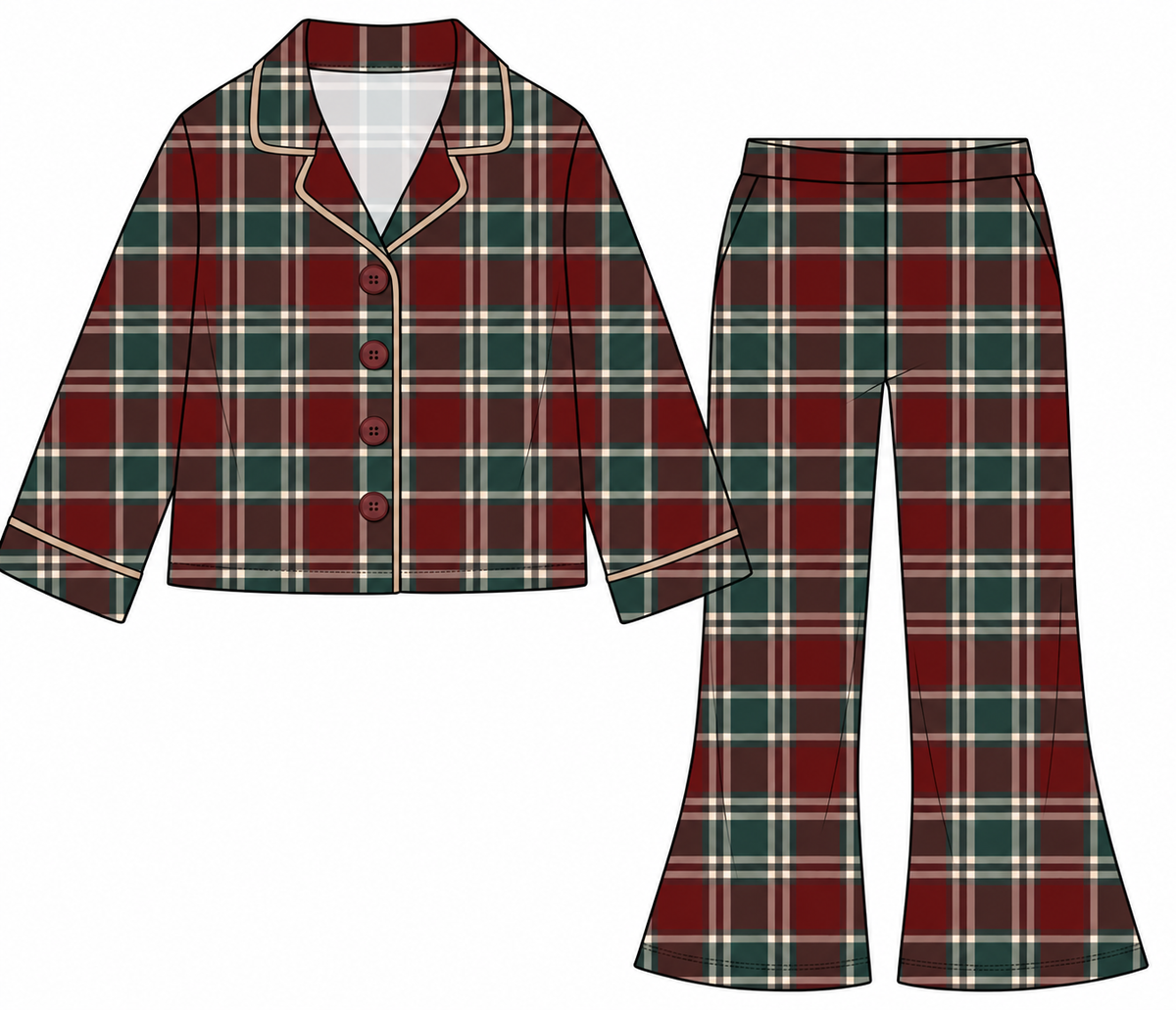 Merry Little Plaid | Girls Button Down Flare Set | PREORDER Ships around 11/12
