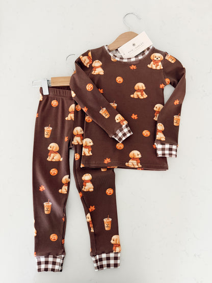 Puppies and Lattes | Vintage Ribbed Bamboo | Two-Piece Set