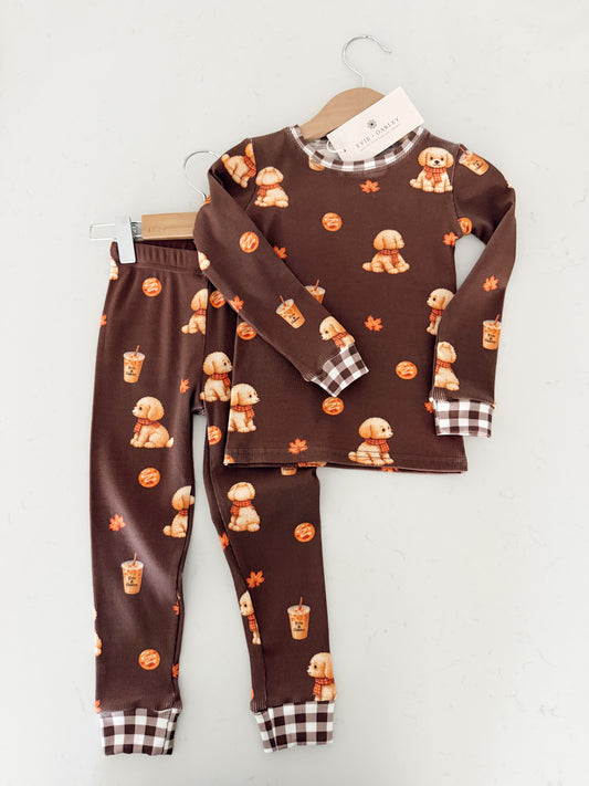 Puppies and Lattes | Vintage Ribbed Bamboo | Two-Piece Set