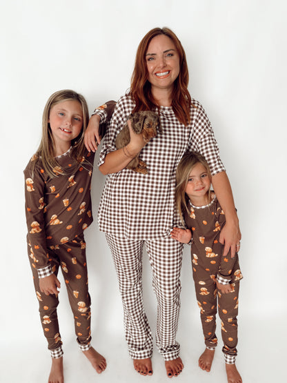 Brown Gingham | Women’s Set | Ribbed Bamboo