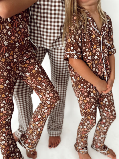 Brown Gingham | Women’s Set | Ribbed Bamboo